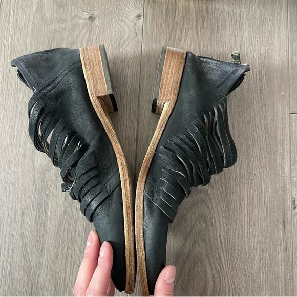 Free People Lost Valley Black Leather Strappy Booties - Picture 9 of 11